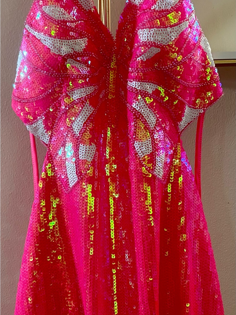 Hot Pink Sequin Butterfly Dress